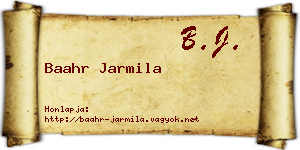 Baahr Jarmila névjegykártya